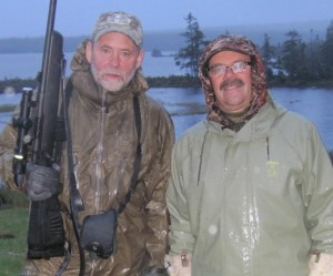 Famous guide Gordon Pelley and me after a very wet day of hunting.